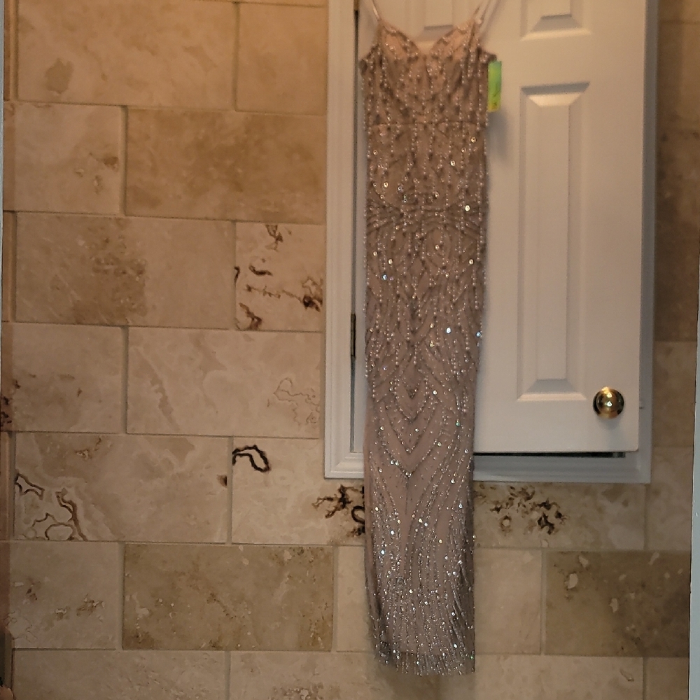 BCX Silver Sequin Prom Dress
